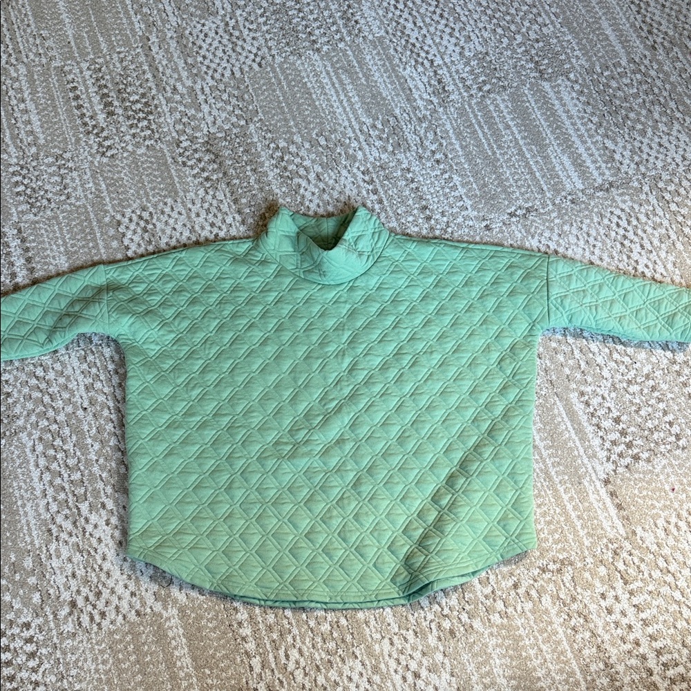 Tuckernuck Quilted Mint Green Mock Neck Sweater